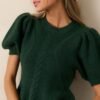 Beneath The Canopy Green Puff Sleeve Sweater