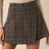 Captured Moments Brown Plaid Mini Skort