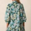 Canvas Of Memories 100% Cotton Green Floral Mini Dress