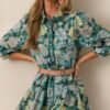 Canvas Of Memories 100% Cotton Green Floral Mini Dress