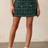Authentically You Forest Green Tweed Mini Skirt