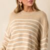 Brewed Bliss Taupe and Ivory Stripe Sweater