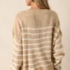 Brewed Bliss Taupe and Ivory Stripe Sweater
