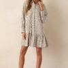 Call You Later Ivory Stripe Long Sleeve Mini Dress