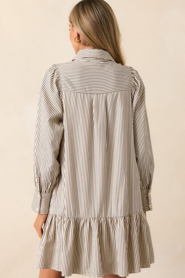 Call You Later Ivory Stripe Long Sleeve Mini Dress