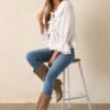 Calm Reflections Cotton Ivory Blouse