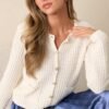 Between The Lines Ivory Waffle Knit Cardigan