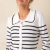 Breathe In White & Black Stripe Cardigan