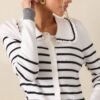 Breathe In White & Black Stripe Cardigan