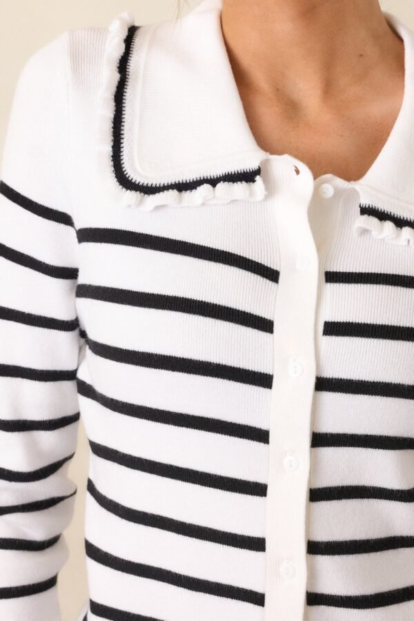 Breathe In White & Black Stripe Cardigan