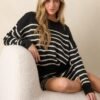 Brewed Bliss Black and Ivory Stripe Sweater
