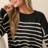 Brewed Bliss Black and Ivory Stripe Sweater