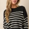 Brewed Bliss Black and Ivory Stripe Sweater