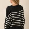 Brewed Bliss Black and Ivory Stripe Sweater