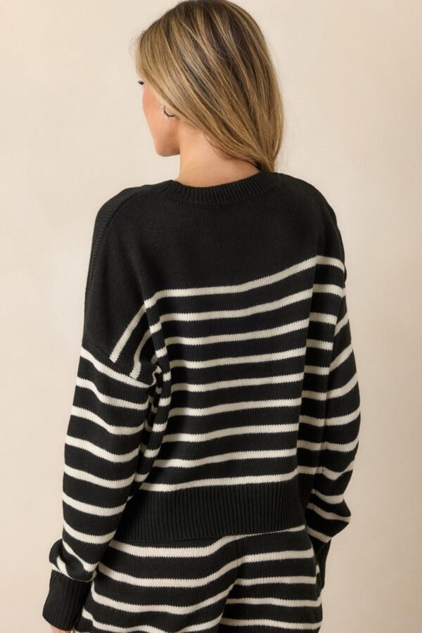 Brewed Bliss Black and Ivory Stripe Sweater