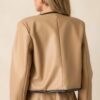 Back To Business Camel Button Front Faux Leather Jacket