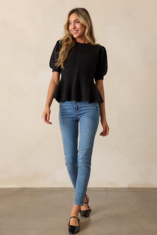 Beneath The Canopy Black Puff Sleeve Sweater
