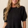 Beneath The Canopy Black Puff Sleeve Sweater