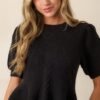 Beneath The Canopy Black Puff Sleeve Sweater
