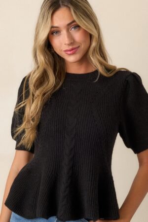 Beneath The Canopy Black Puff Sleeve Sweater