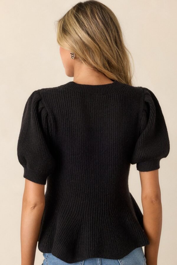 Beneath The Canopy Black Puff Sleeve Sweater