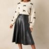 Captured By The Night Black Faux Leather Midi Skirt