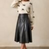 Captured By The Night Black Faux Leather Midi Skirt