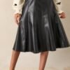 Captured By The Night Black Faux Leather Midi Skirt