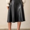 Captured By The Night Black Faux Leather Midi Skirt
