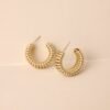 Catch Me If You Can Ribbed Gold Hoop Earrings
