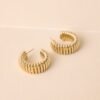 Catch Me If You Can Ribbed Gold Hoop Earrings