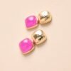 Blissful Days Pink Stone Gold Textured Drop Earrings