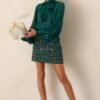 Authentically You Forest Green Tweed Mini Skirt