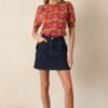 Blooming Breezes Cinnamon Floral Short Sleeve Sweater