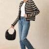 Caught In Between Black Stripe Knit Cardigan