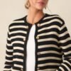 Caught In Between Black Stripe Knit Cardigan