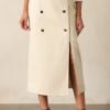 Beyond The Storm Ecru Faux Leather Midi Skirt