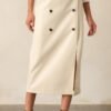 Beyond The Storm Ecru Faux Leather Midi Skirt