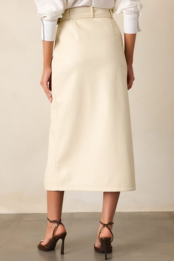 Beyond The Storm Ecru Faux Leather Midi Skirt
