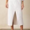 Bright Mornings White Denim Midi Skirt