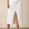Bright Mornings White Denim Midi Skirt