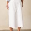Bright Mornings White Denim Midi Skirt