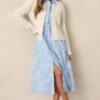 Believe It Cotton Light Blue Toile Maxi Dress