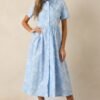 Believe It Cotton Light Blue Toile Maxi Dress