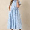 Believe It Cotton Light Blue Toile Maxi Dress