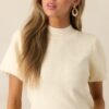 Busy Morning Ivory Short Sleeve Knit Top