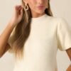 Busy Morning Ivory Short Sleeve Knit Top