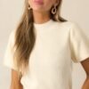 Busy Morning Ivory Short Sleeve Knit Top