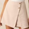 Caught In The Rain Tan Mini Skort