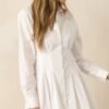 Business Brunch Cotton Ivory Button Front Mini Dress